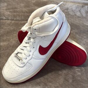 Nike Air Force 1 High White Red Men’s Size 9 (Women’s 10.5) -Very Good Condition